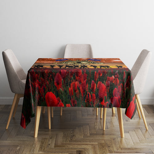 The Rising Sun Badge ANZAC Tablecloth Last Post Field of Poppy Starry Night Style