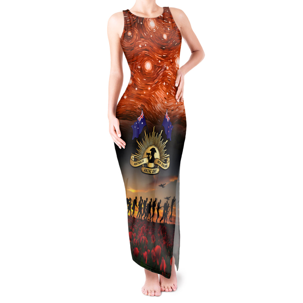 The Rising Sun Badge ANZAC Tank Maxi Dress Last Post Field of Poppy Starry Night Style