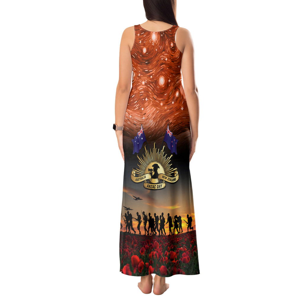 The Rising Sun Badge ANZAC Tank Maxi Dress Last Post Field of Poppy Starry Night Style