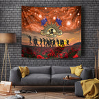 The Rising Sun Badge ANZAC Tapestry Last Post Field of Poppy Starry Night Style