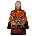 The Rising Sun Badge ANZAC Wearable Blanket Hoodie Last Post Field of Poppy Starry Night Style