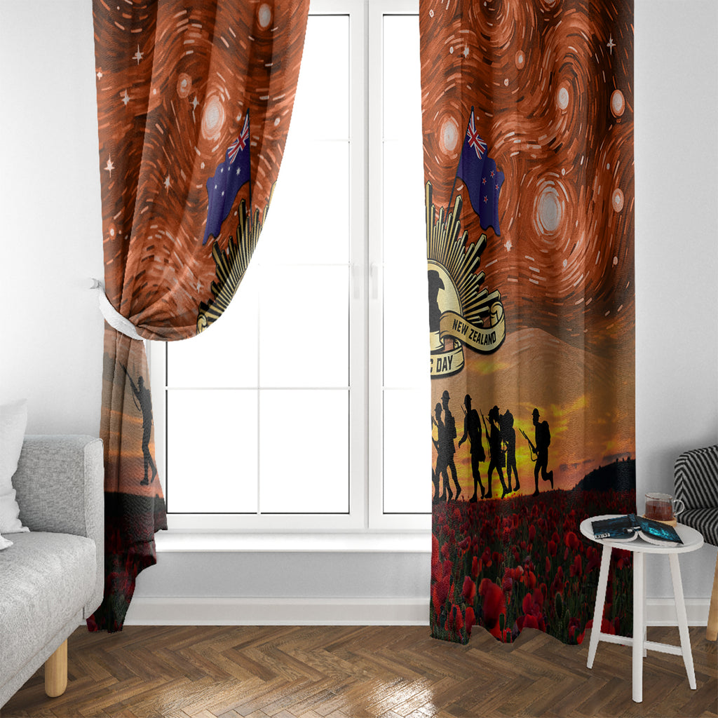 The Rising Sun Badge ANZAC Window Curtain Last Post Field of Poppy Starry Night Style