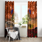 The Rising Sun Badge ANZAC Window Curtain Last Post Field of Poppy Starry Night Style