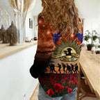 The Rising Sun Badge ANZAC Women Casual Shirt Last Post Field of Poppy Starry Night Style