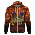 The Rising Sun Badge ANZAC Zip Hoodie Last Post Field of Poppy Starry Night Style
