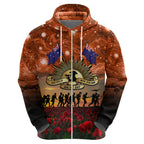 The Rising Sun Badge ANZAC Zip Hoodie Last Post Field of Poppy Starry Night Style