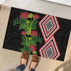Aotearoa Tukutuku Motif Rubber Doormat Pohutukawa and Fern Leaves