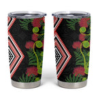 Aotearoa Tukutuku Motif Tumbler Cup Pohutukawa and Fern Leaves