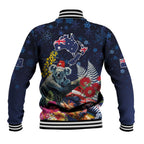 Australia and New Zealand Baseball Jacket Merry Christmas-Tuatara and Koala with Plants Xmas Style