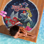 Australia and New Zealand Beach Blanket Merry Christmas-Tuatara and Koala with Plants Xmas Style
