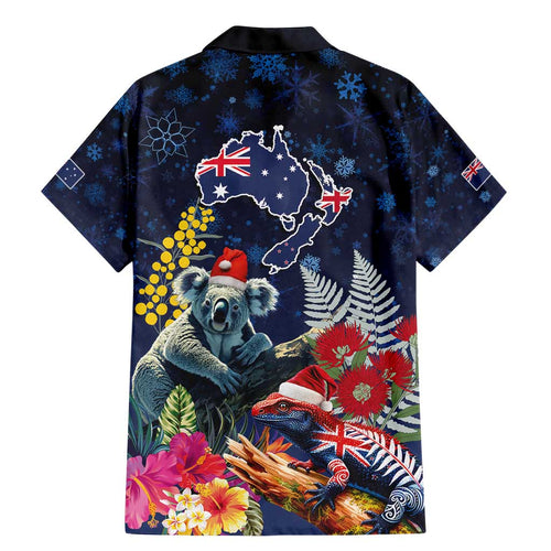 Australia and New Zealand Family Matching Mermaid Dress and Hawaiian Shirt Merry Christmas-Tuatara and Koala with Plants Xmas Style