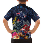 Australia and New Zealand Family Matching Puletasi and Hawaiian Shirt Merry Christmas-Tuatara and Koala with Plants Xmas Style