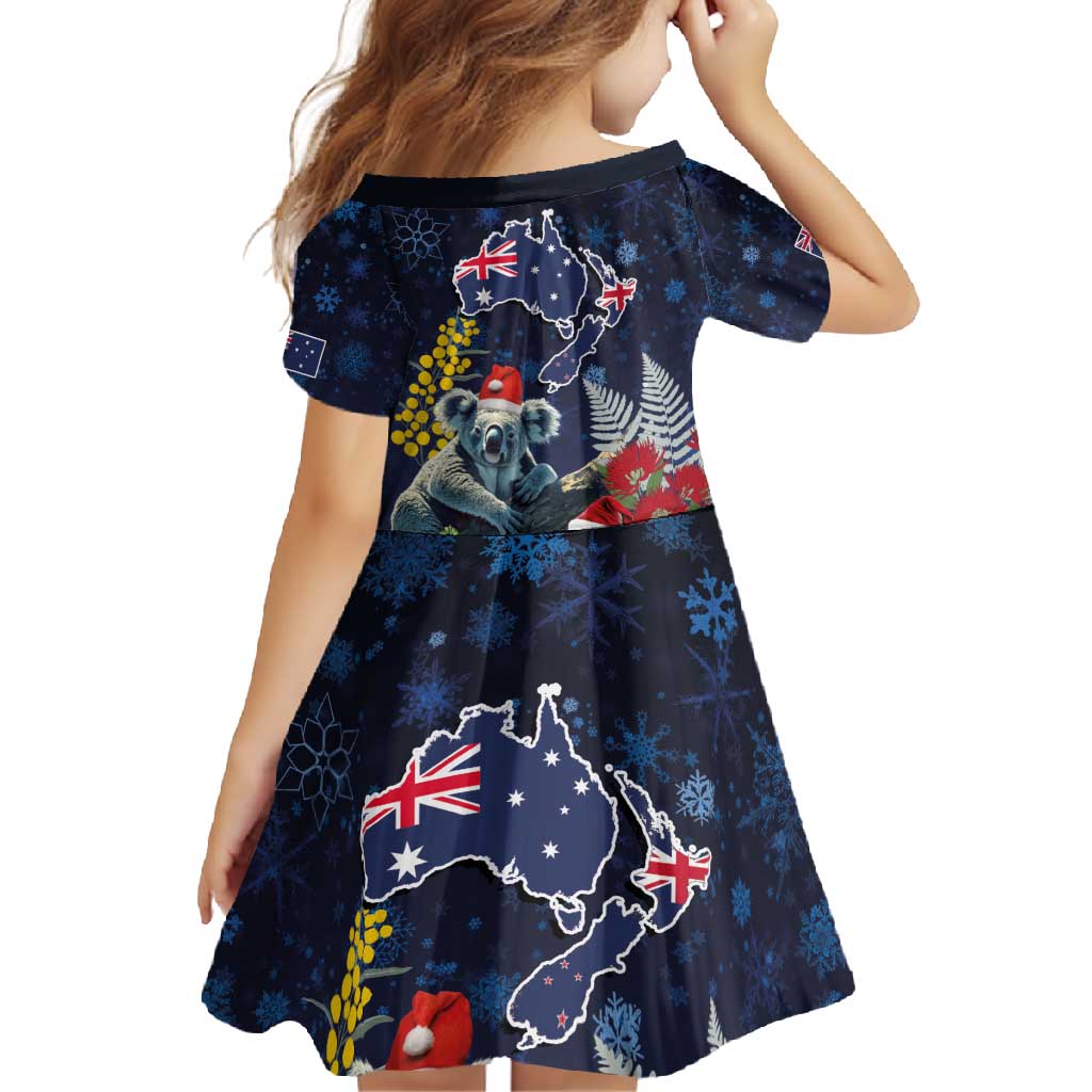 Australia and New Zealand Family Matching Tank Maxi Dress and Hawaiian Shirt Merry Christmas-Tuatara and Koala with Plants Xmas Style
