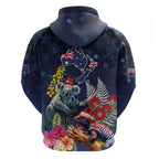 Australia and New Zealand Hoodie Merry Christmas-Tuatara and Koala with Plants Xmas Style