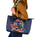 Australia and New Zealand Leather Tote Bag Merry Christmas-Tuatara and Koala with Plants Xmas Style