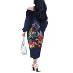 Australia and New Zealand Off The Shoulder Long Sleeve Dress Merry Christmas-Tuatara and Koala with Plants Xmas Style
