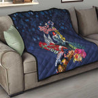 Australia and New Zealand Quilt Merry Christmas-Tuatara and Koala with Plants Xmas Style