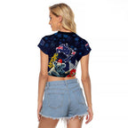 Australia and New Zealand Raglan Cropped T Shirt Merry Christmas-Tuatara and Koala with Plants Xmas Style