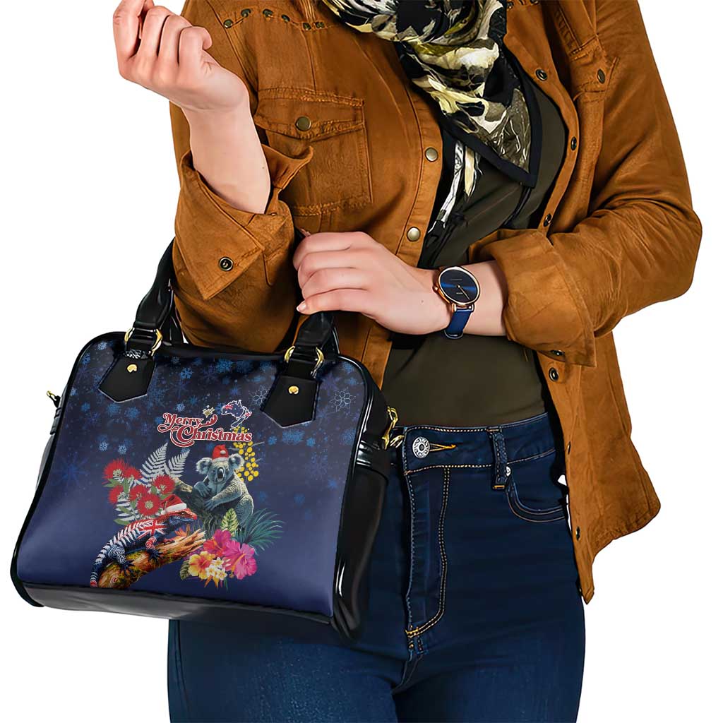 Australia and New Zealand Shoulder Handbag Merry Christmas-Tuatara and Koala with Plants Xmas Style