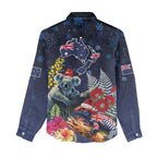 Australia and New Zealand Women Casual Shirt Merry Christmas-Tuatara and Koala with Plants Xmas Style