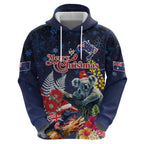 Australia and New Zealand Zip Hoodie Merry Christmas-Tuatara and Koala with Plants Xmas Style
