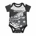 Custom New Zealand World Cup 2023 Baby Onesie Aotearoa Haka Rugby with Silver Fern Maori Ethnic Pattern