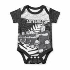 Custom New Zealand World Cup 2023 Baby Onesie Aotearoa Haka Rugby with Silver Fern Maori Ethnic Pattern