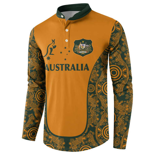 Custom Australia Rugby Championship 2024 Button Sweatshirt Aboriginal Art Tattoo Pattern