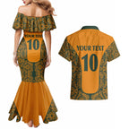 Custom Australia Rugby Championship 2024 Couples Matching Mermaid Dress and Hawaiian Shirt Aboriginal Art Tattoo Pattern