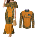Custom Australia Rugby Championship 2024 Couples Matching Mermaid Dress and Long Sleeve Button Shirt Aboriginal Art Tattoo Pattern