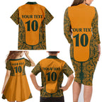 Custom Australia Rugby Championship 2024 Family Matching Long Sleeve Bodycon Dress and Hawaiian Shirt Aboriginal Art Tattoo Pattern