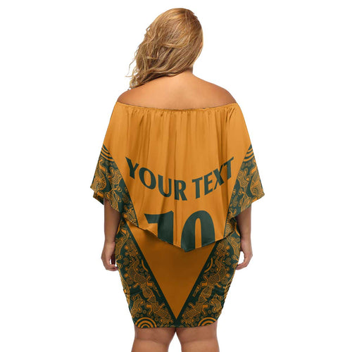 Custom Australia Rugby Championship 2024 Family Matching Off Shoulder Short Dress and Hawaiian Shirt Aboriginal Art Tattoo Pattern