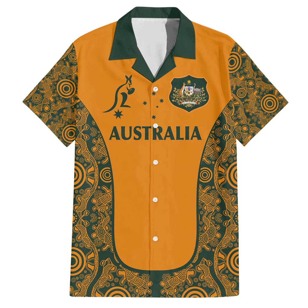 Custom Australia Rugby Championship 2024 Family Matching Summer Maxi Dress and Hawaiian Shirt Aboriginal Art Tattoo Pattern