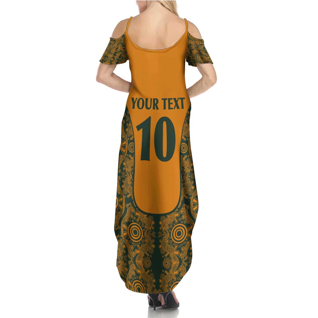 Custom Australia Rugby Championship 2024 Family Matching Summer Maxi Dress and Hawaiian Shirt Aboriginal Art Tattoo Pattern