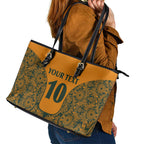 Custom Australia Rugby Championship 2024 Leather Tote Bag Aboriginal Art Tattoo Pattern
