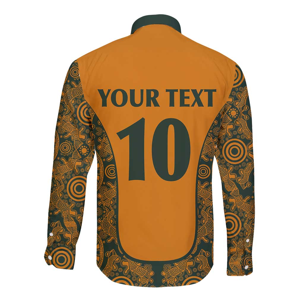 Custom Australia Rugby Championship 2024 Long Sleeve Button Shirt Aboriginal Art Tattoo Pattern