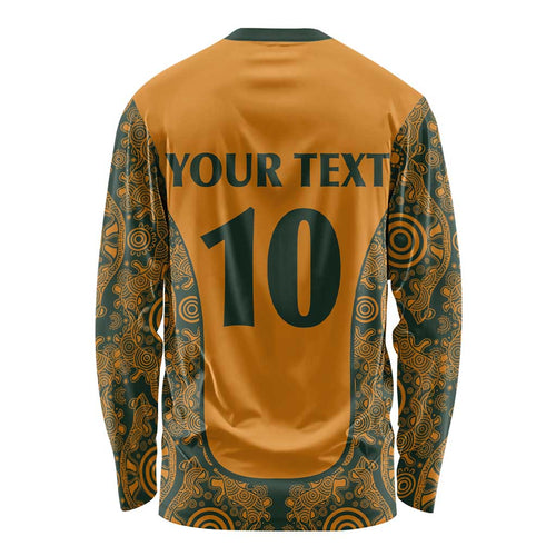 Custom Australia Rugby Championship 2024 Long Sleeve Shirt Aboriginal Art Tattoo Pattern