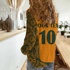 Custom Australia Rugby Championship 2024 Women Casual Shirt Aboriginal Art Tattoo Pattern