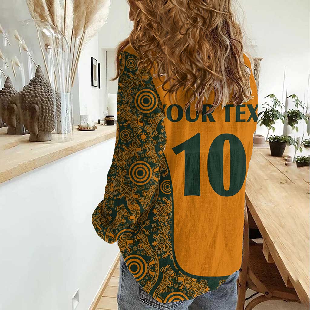 Custom Australia Rugby Championship 2024 Women Casual Shirt Aboriginal Art Tattoo Pattern