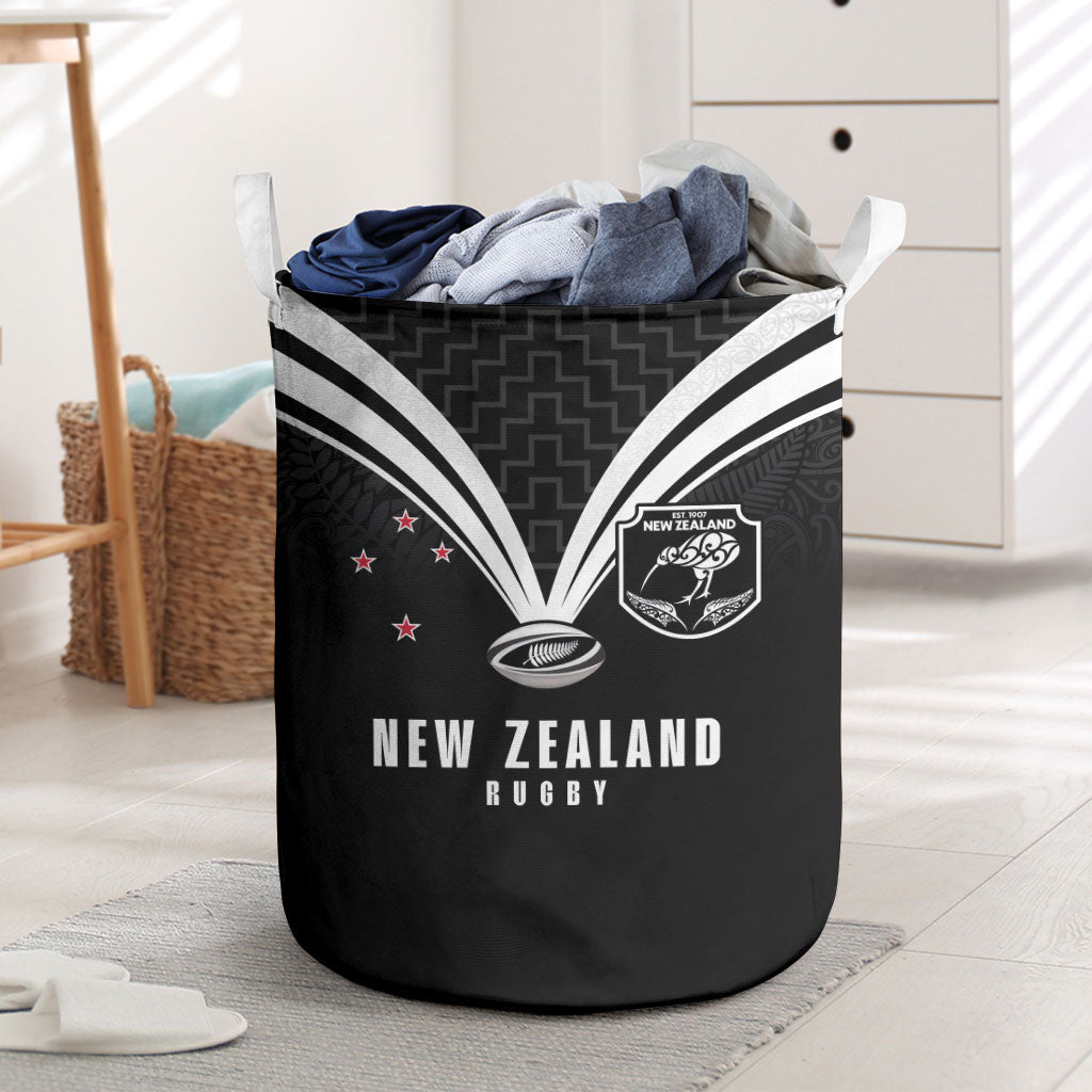 New Zealand Maori Rugby Laundry Basket Aotearoa Tribal Motif Retro Concept