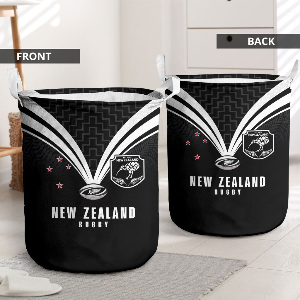 New Zealand Maori Rugby Laundry Basket Aotearoa Tribal Motif Retro Concept
