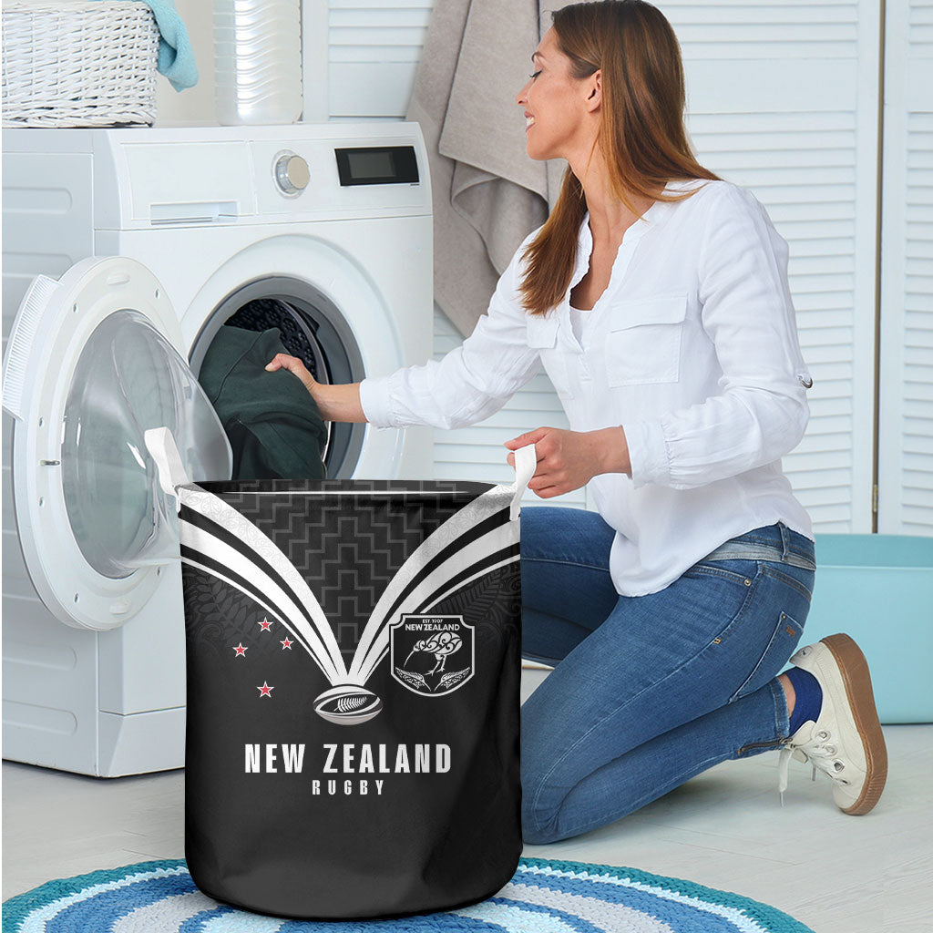 New Zealand Maori Rugby Laundry Basket Aotearoa Tribal Motif Retro Concept
