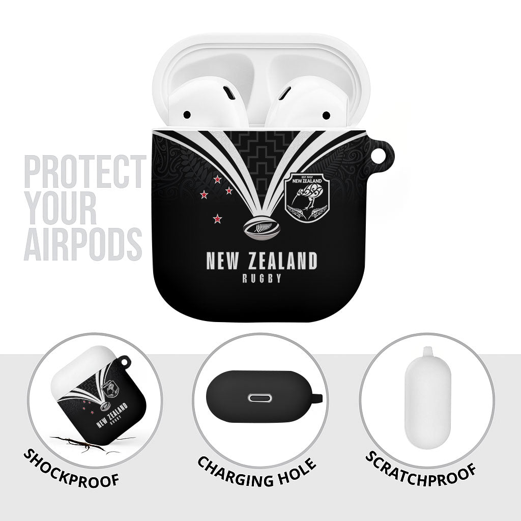 New Zealand Maori Rugby AirPods Case Aotearoa Tribal Motif Retro Concept