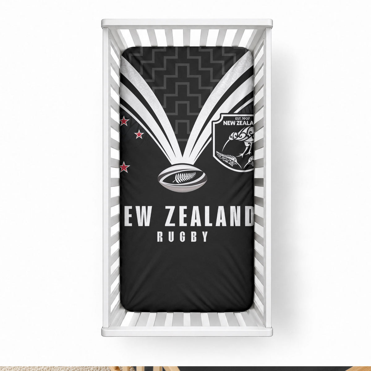New Zealand Maori Rugby Baby Bed Cover Aotearoa Tribal Motif Retro Concept