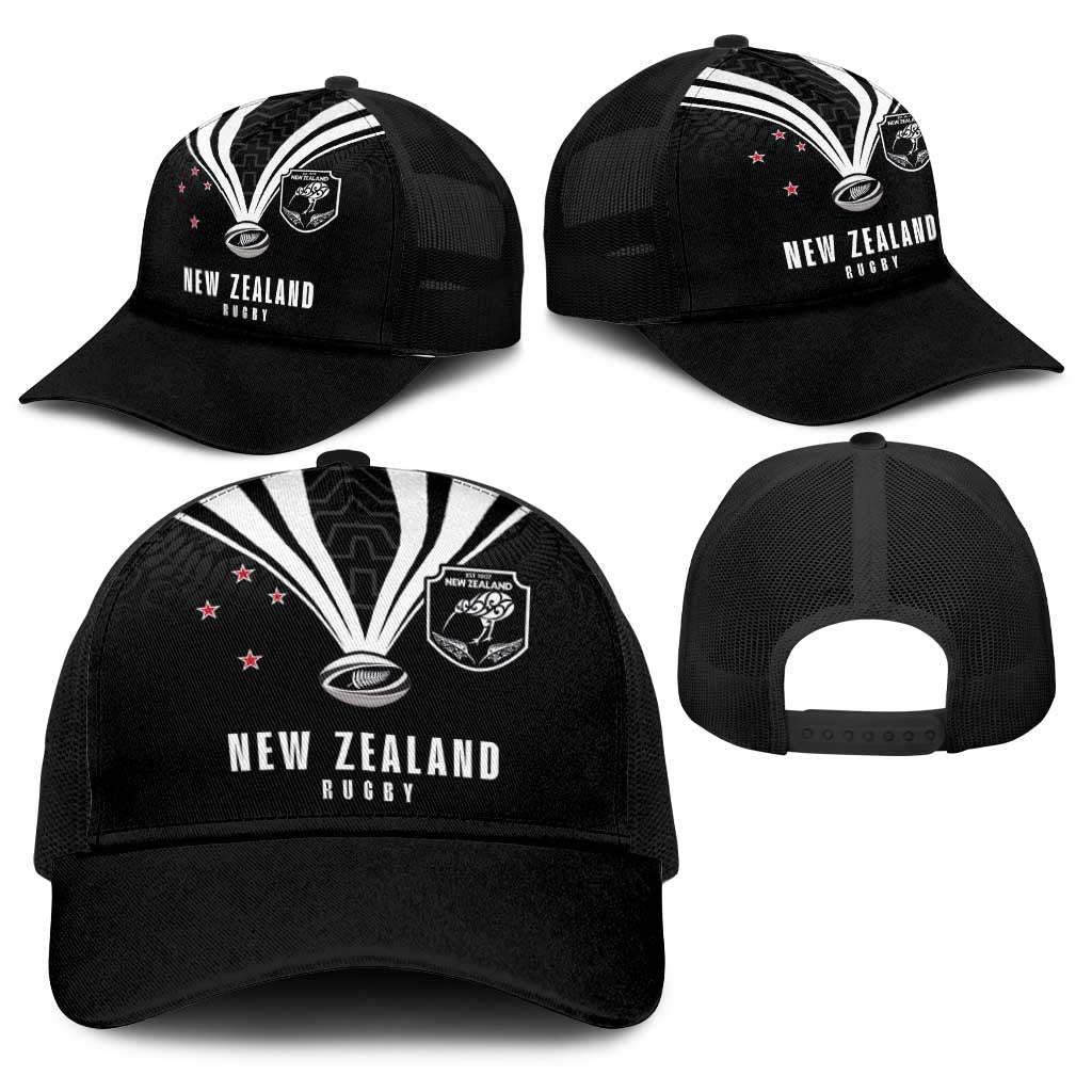 New Zealand Maori Rugby Baseball Net Cap Aotearoa Tribal Motif Retro Concept