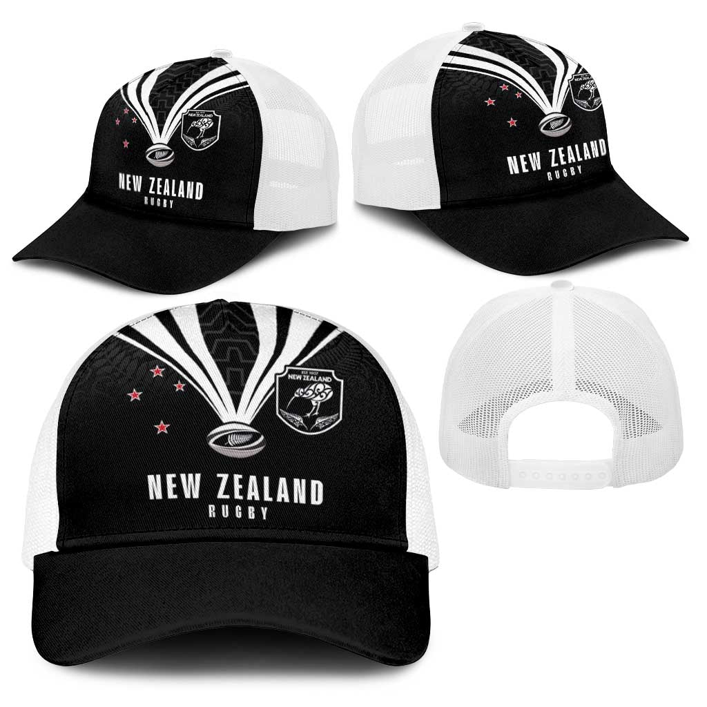 New Zealand Maori Rugby Baseball Net Cap Aotearoa Tribal Motif Retro Concept