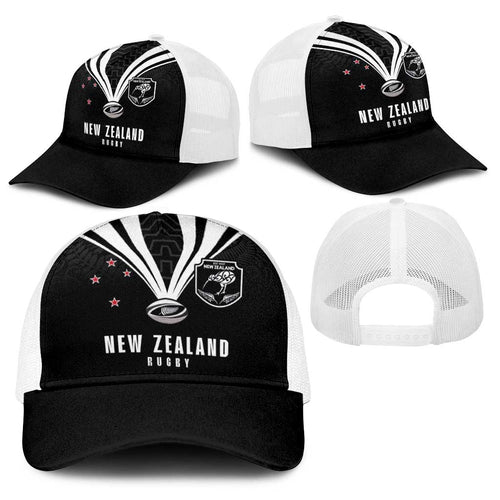 New Zealand Maori Rugby Baseball Net Cap Aotearoa Tribal Motif Retro Concept