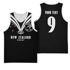New Zealand Maori Rugby Custom Basketball Jersey Aotearoa Tribal Motif Retro Concept