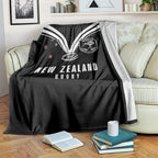 New Zealand Maori Rugby Blanket Aotearoa Tribal Motif Retro Concept