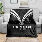 New Zealand Maori Rugby Blanket Aotearoa Tribal Motif Retro Concept